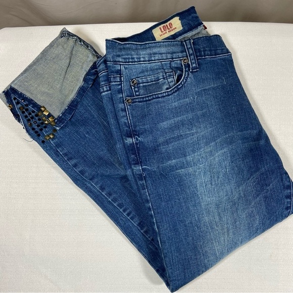 Lolo Denim Design Classic Skinny Crop with Embellished Cuff Junior Size 11 - Picture 2 of 13